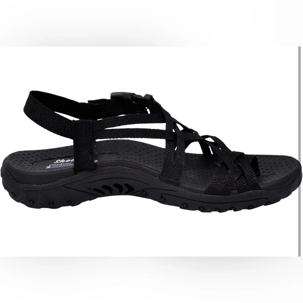 Skechers Women's Toe Ring Sandal, Black 8.5
